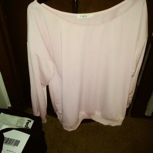 Pink off shoulder lomg sleeve sweat shirt .. Light